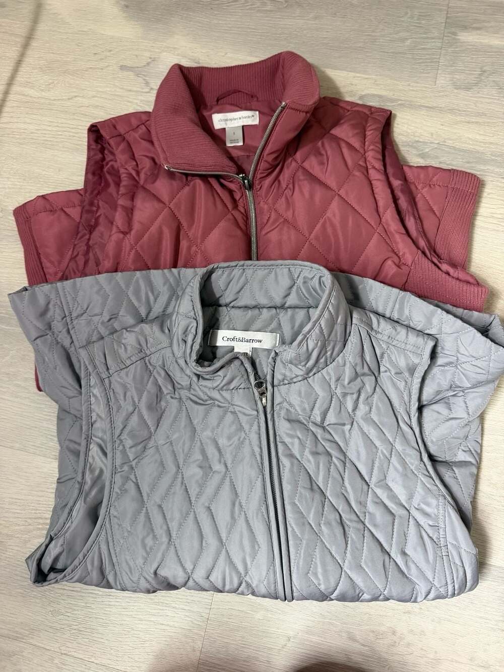 Quilted Vest bundle Size S Mauve Pink and gray Full Zip